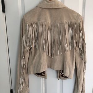 Sam Edelman Beige Leather Jacket with Fringe